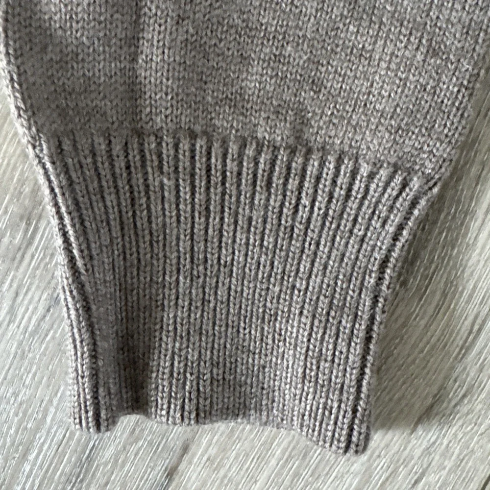 Banana Republic Sweater Mens Large Brown Italian Merino Wool Full Zip Mock Neck